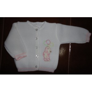 Casaco branco com urso rosa e bal&otilde;es