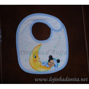 Babete pintado com mickey na lua