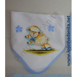 Fralda pintada com ovelha - azul 