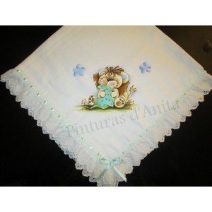 Fralda com bordado e le&atilde;o pintado