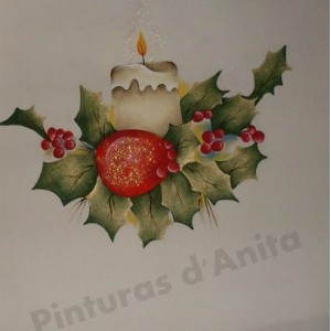 pano de cozinha pintado com azevinho - vermelho 