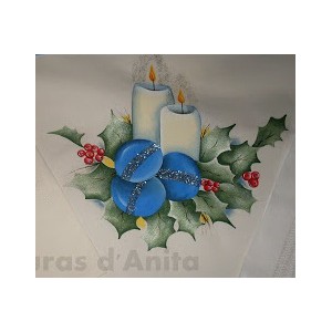 Pano de natal pintado em tons de azul 